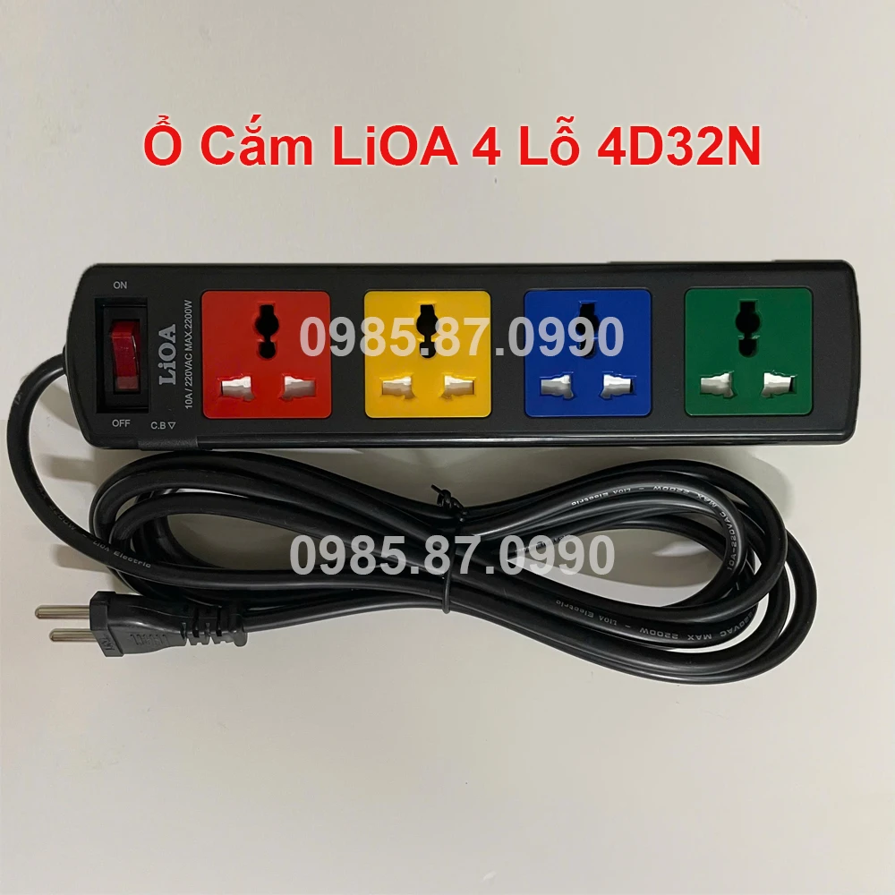 Ổ Cắm LiOA 4 Lỗ 3M 4D32N 4 Ổ 3 Chấu Đa Năng Chính Hãng 1 Ổ cắm LiOA 4 lỗ 3m 4d32n